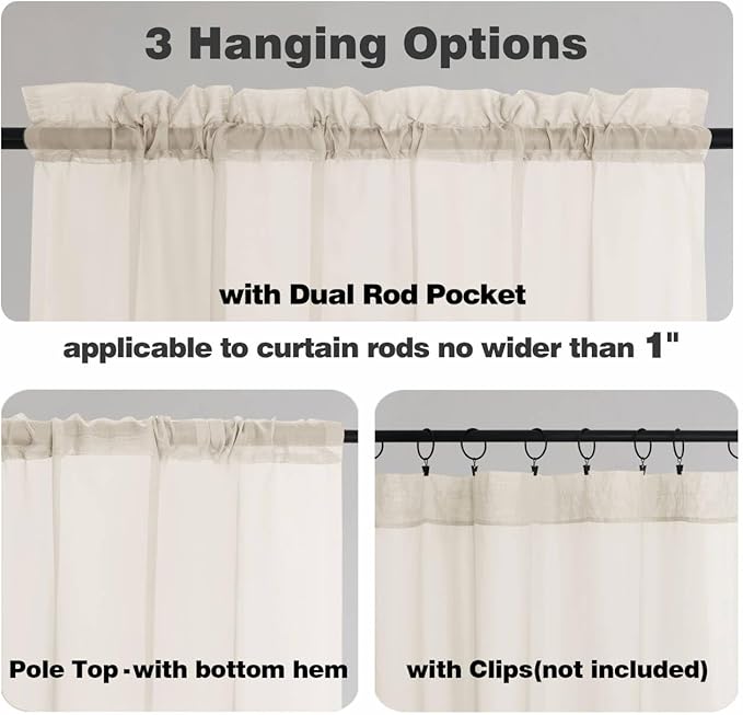 Chyhomenyc Cream Sheer Curtains 120 Inches Long - Light Filtering Voile Extra Long Panel Drapes for Floor to Ceiling Window, Elegant Soft Living Room Curtains, Each 42Wx120L Inch, 10FT, 2 Panels