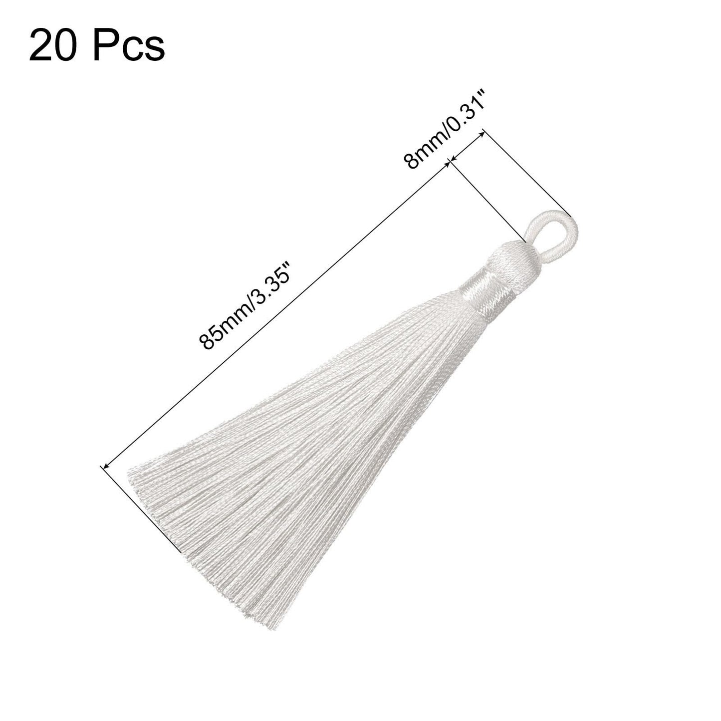 HARFINGTON Bookmark Tassels - 20Pcs 3.66" Silky Soft Mini Tassel with Loops for Keychain Graduation Handmade DIY Craft Accessory, Cream
