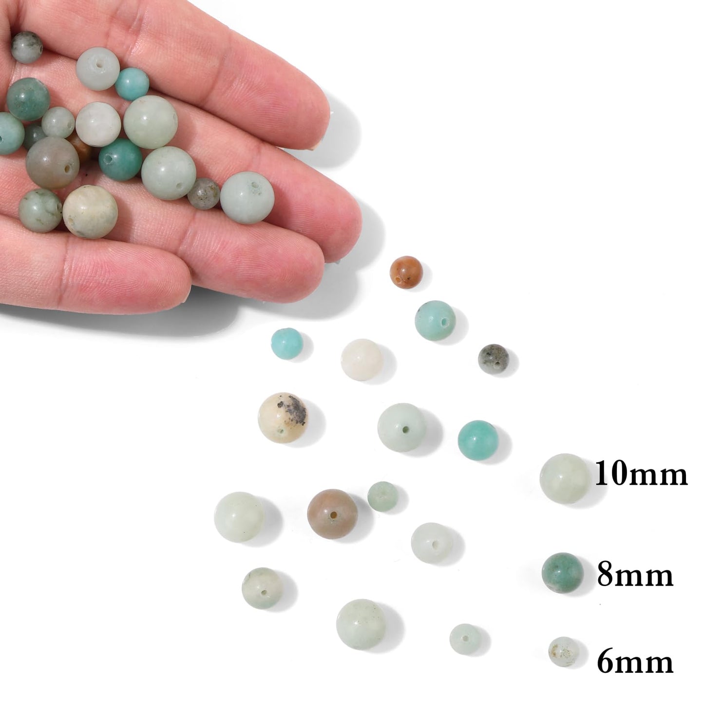40pcs 10mm Natural Amazonite Gemstone Beads Healing Crystal Round Loose Stone Beads for Jewelry Making, Crystal Stone Beads for Bracelets Necklace Earrings Making