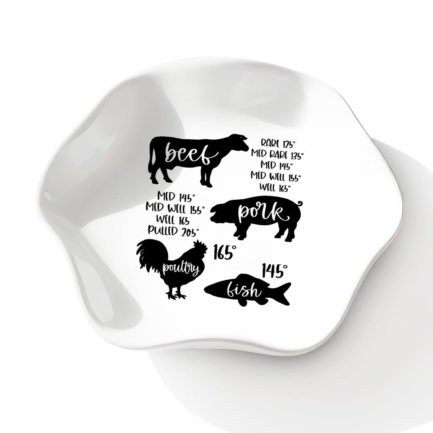 Cooking Temperatures Chart Large Spoon Rest for Kitchen, Ceramic Heat Resistant Utensil Holder for Stove Top, Funny Gift for Cooking Lovers Chirstmas Housewarming Present, 5.8 Inches