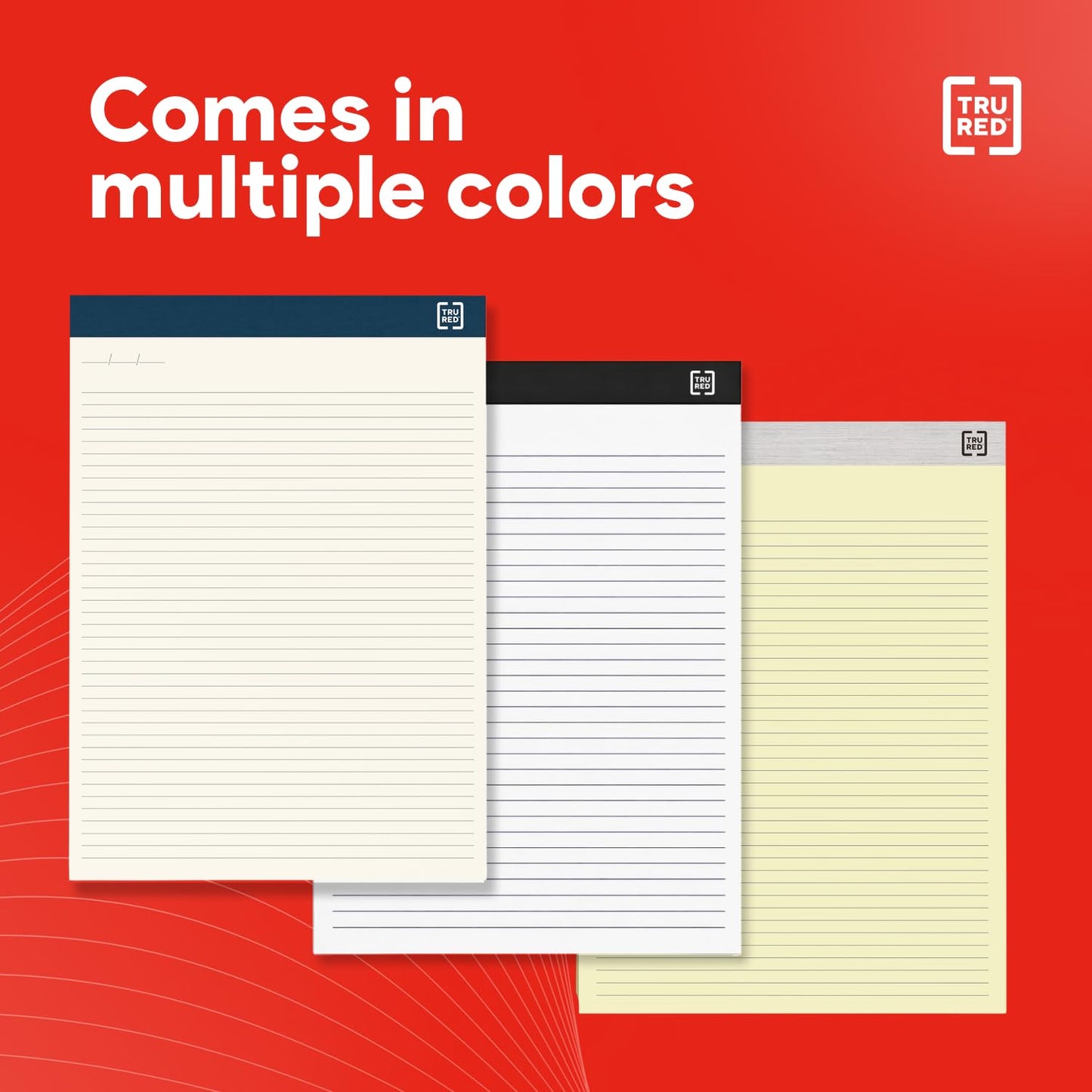 TRU RED Notepads, 8.5” x 11.75”, Narrow Ruled, Ivory, Perforated, 12‑Pack