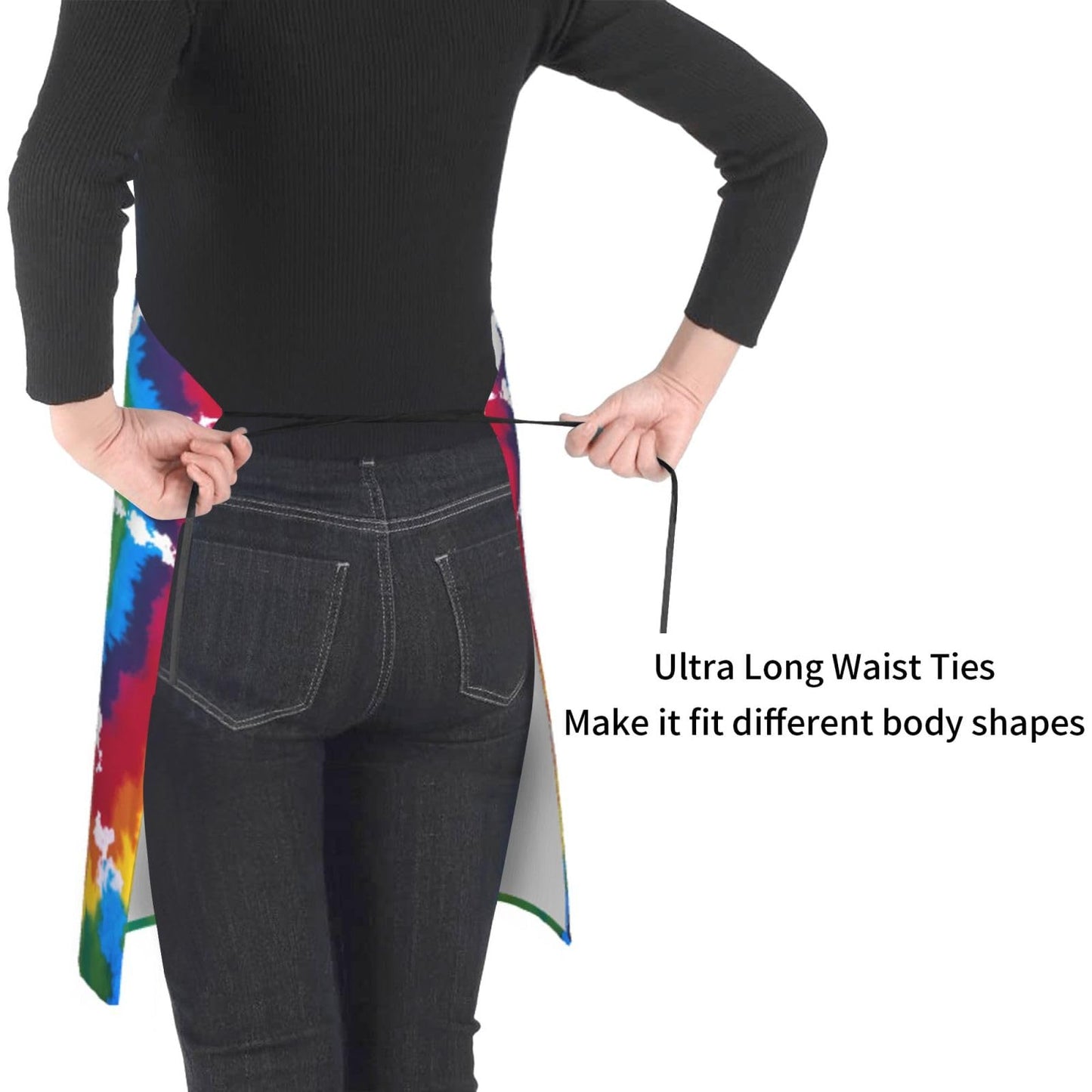 Abucaky Rainbow Tie Dye Waterproof Apron For Adults Colorful Tie-Dye Chef Bib With 2 Pockets For Kitchen Bbq Crafting Drawing