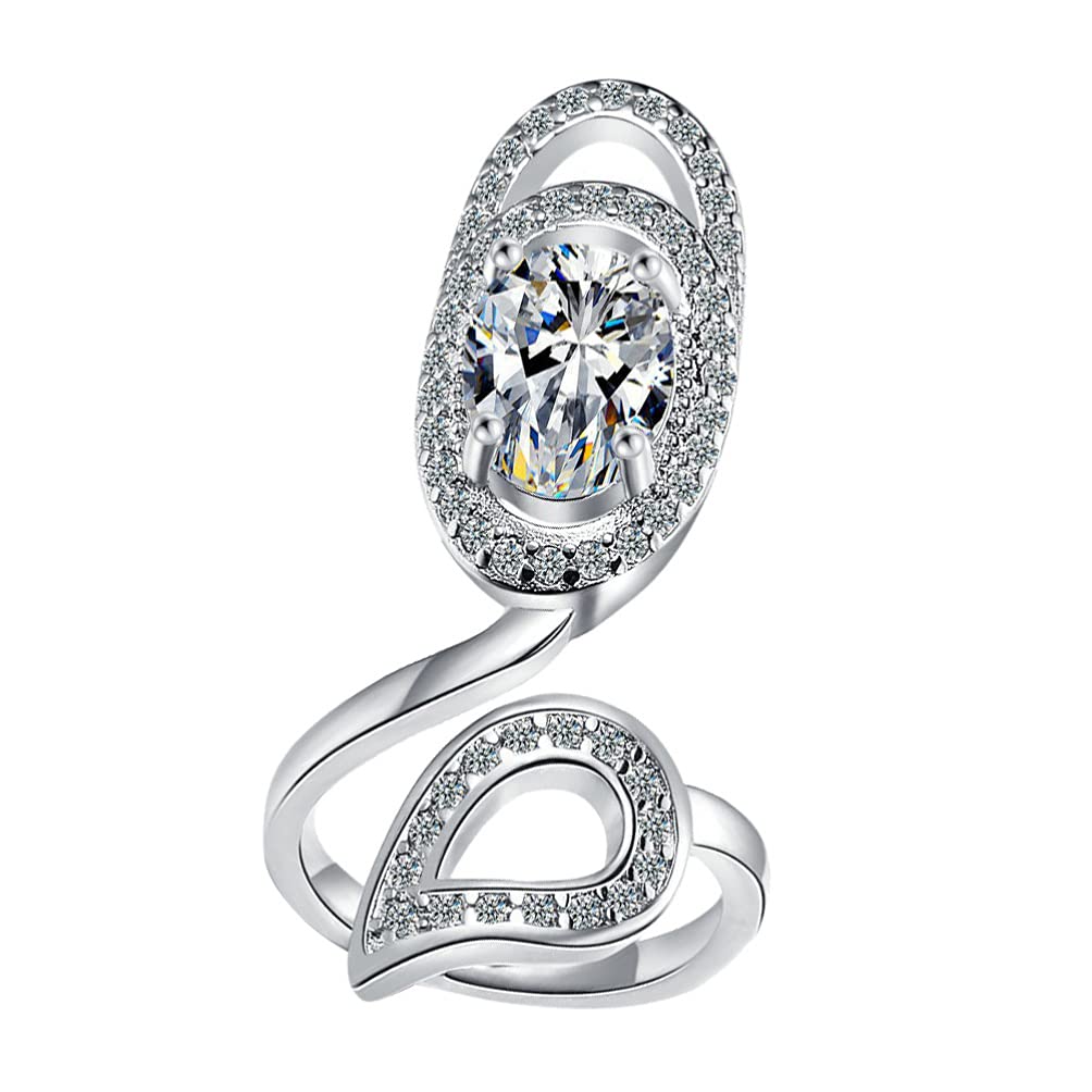 Holibanna Adjustable Open Fingernail Ring Rhinestone Nail Decorative Jewelry for Women Fingertip Nail Ring Party Hand Accessories