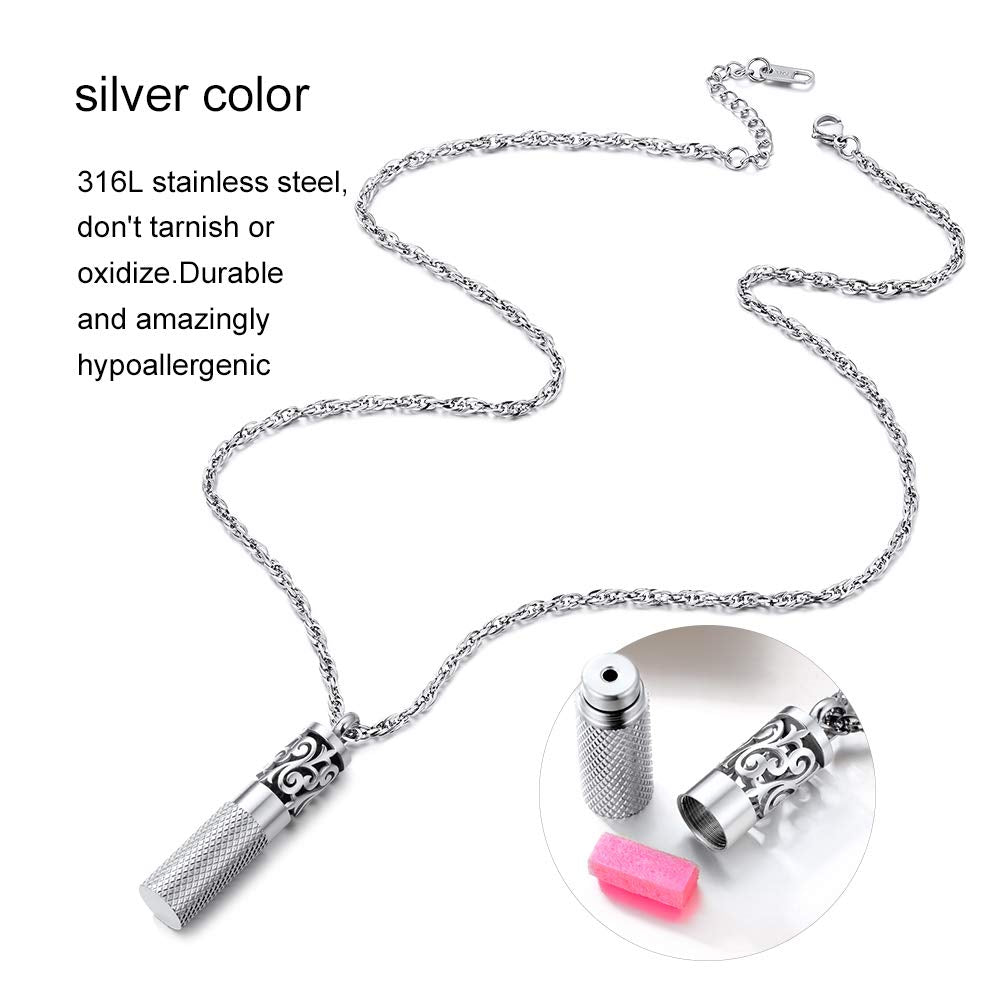 Men Perfume Locket Round Bottle Pendant Necklace Diffuser Essential Oil Women Jewelry Stainless Steel Aromatherapy Pads Necklace