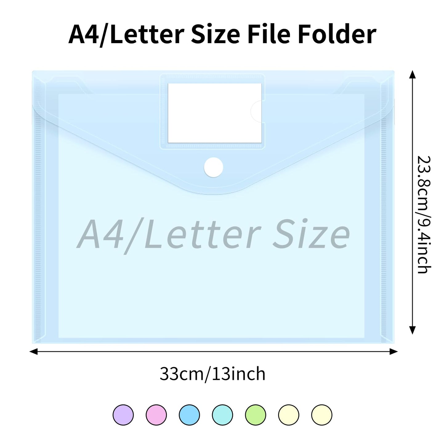 EOOUT 30pcs Plastic Envelopes, Plastic File Folders for Documents, Hook & Loop Closure Poly Folders with Label Pocket A4 Size for School and Office Supplies