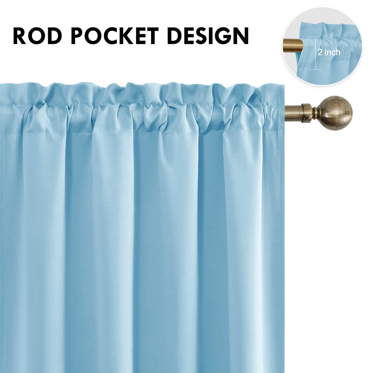 Blackout Curtains for Bedroom Living Room 52 x 63 Inch Long 2 Panels (2 Count)