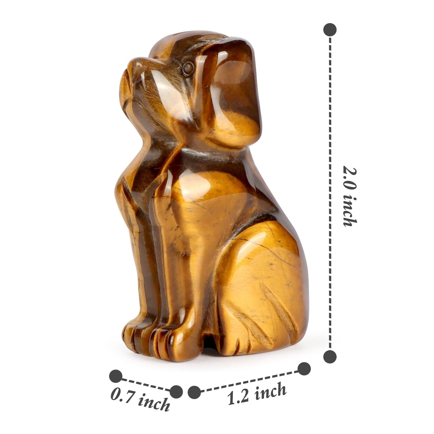 Artistone 2" Tiger Eye Stone Dog Crystal Animals Figurine Carved Gemstone Puppy Dog Statue Sculpture Craft Gift Home Decor