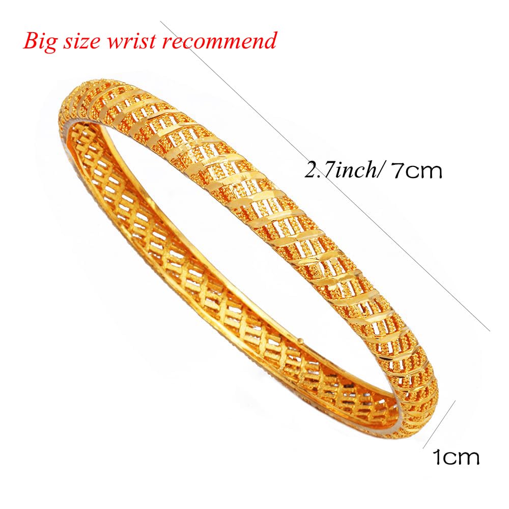 Ethlyn Large Sized Wrist Women Bracelets 2.7inch 18K Gold Plated Fixed Big Size Wrist Bangles Sets (4pcs /lot) (B210A)