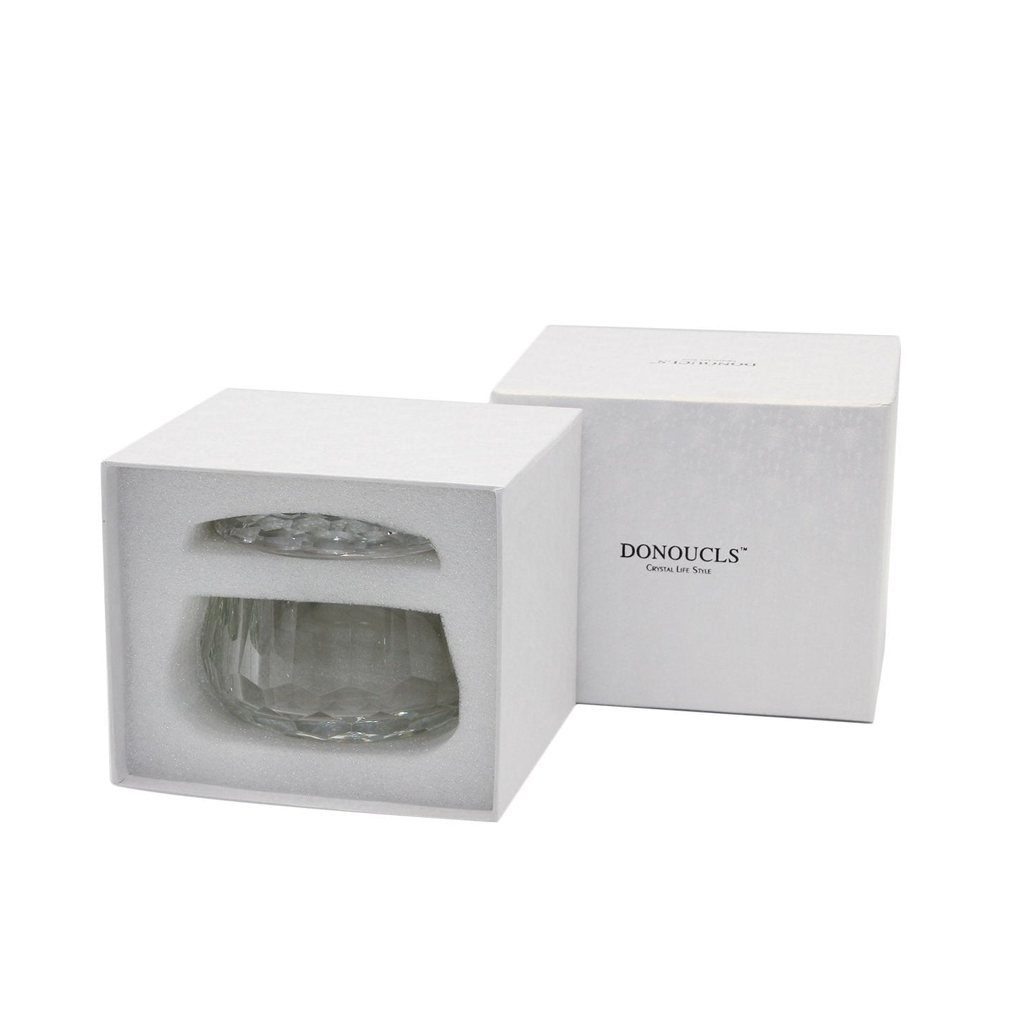 DONOUCLS Crystal Candy Dish, Nut Bowl with Lid 3" x 4.7" Decorative Crystal Bowl&Jar for Home Wedding Table