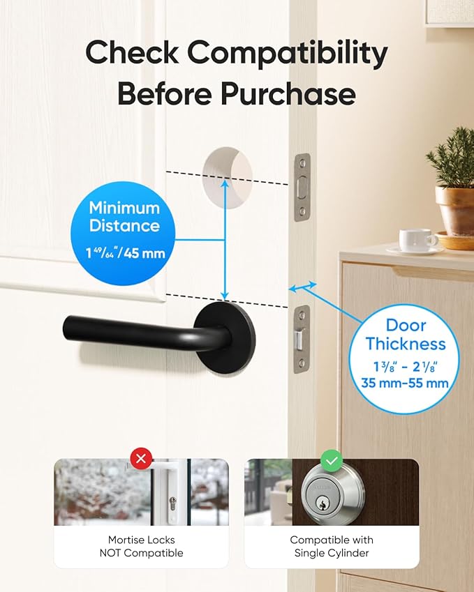 eufy Security Smart Lock C220, Fingerprint Keyless Entry Door Lock, Built-in Wi-Fi, App Remote Control, Front Door Smart Deadbolt, IP53 Waterproof, 8-Months Battery, Nickel