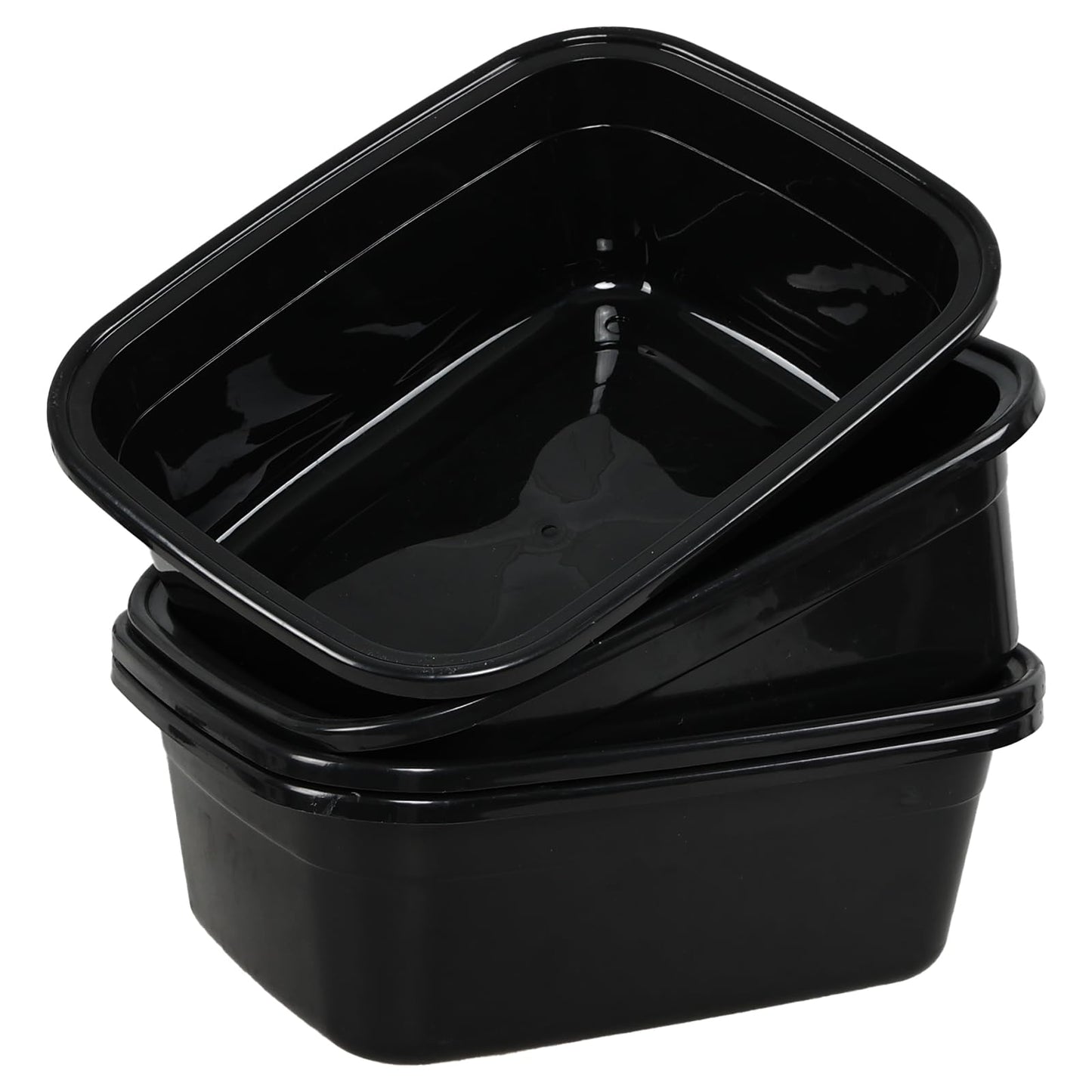 Sadstory 14 Quart Plastic Wash Tub, Black Rectangular Dishpan, 4 Packs