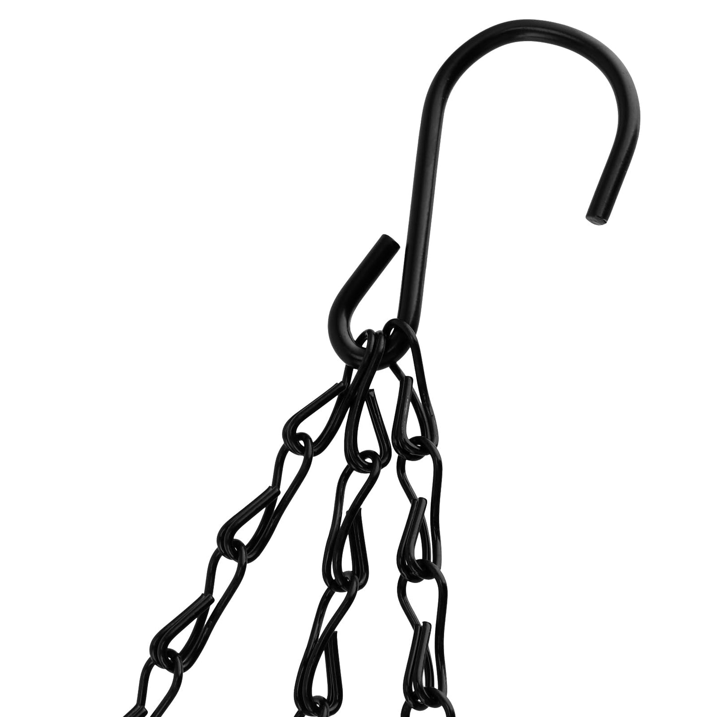 SEHOI 15 PCS 19 Inch Black Hanging Basket Replacement Chain, Metal Hanging Basket Chains 3 Point, Flower Pot Hanging Chain with Hooks Plant Pot Hanging Chain for Planters and Bird Feeders
