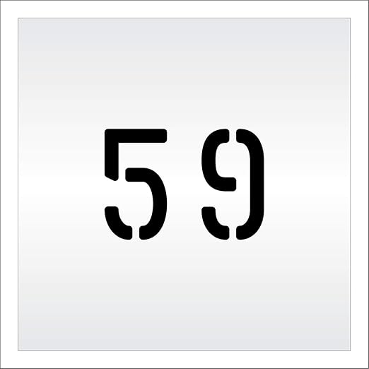 Pavement, Curb, and WheelStop Stencils - 4 inch Double Number Stencil - (59) - 4" x 5.5" x 1/16" (63 mil) - Light-Duty