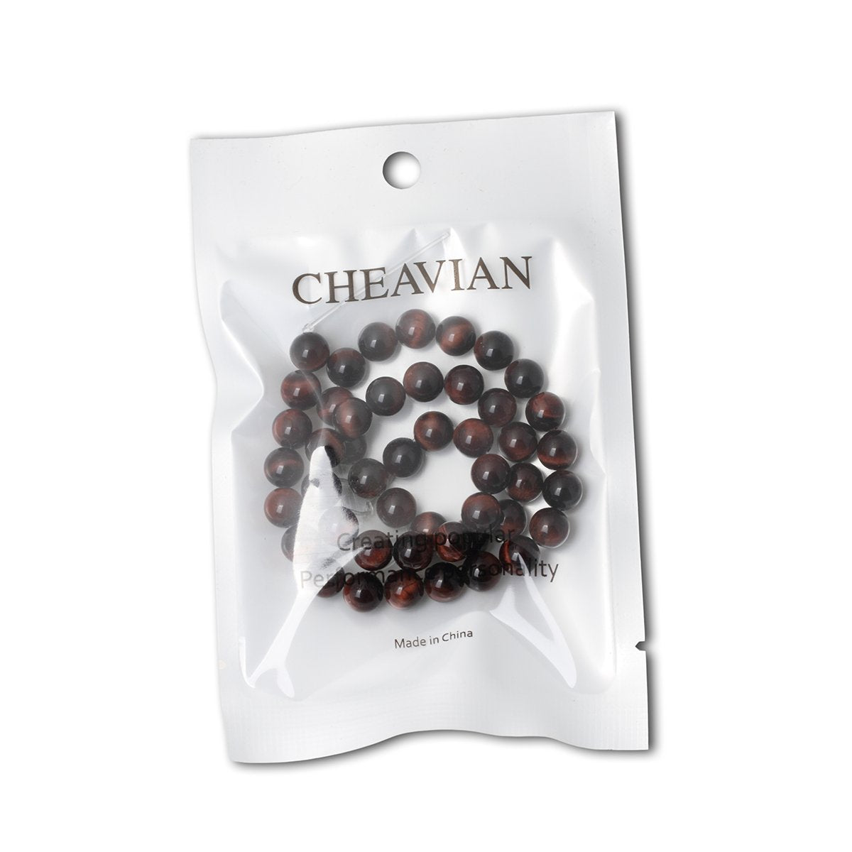 CHEAVIAN 45PCS 8mm Natural Red Tiger Eye Gemstone Round Loose Beads for Jewelry Making DIY Findings 1 Strand 15"