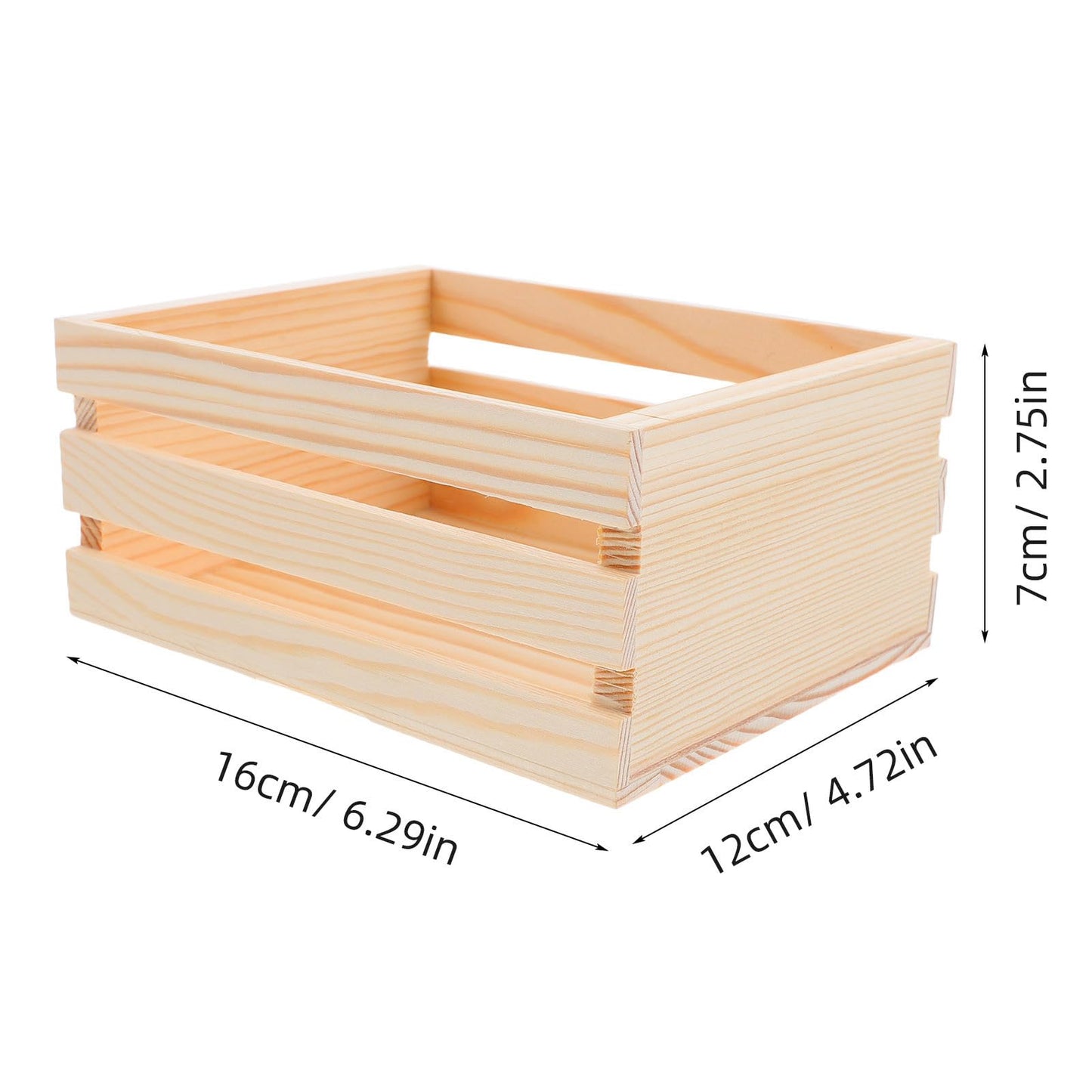 JHKNNK Mini Pine Wood Crate, Artistic Hollow Wooden Storage Box, Unfinished, Compact Decorative Organizer for Study, Office, Bedroom, in