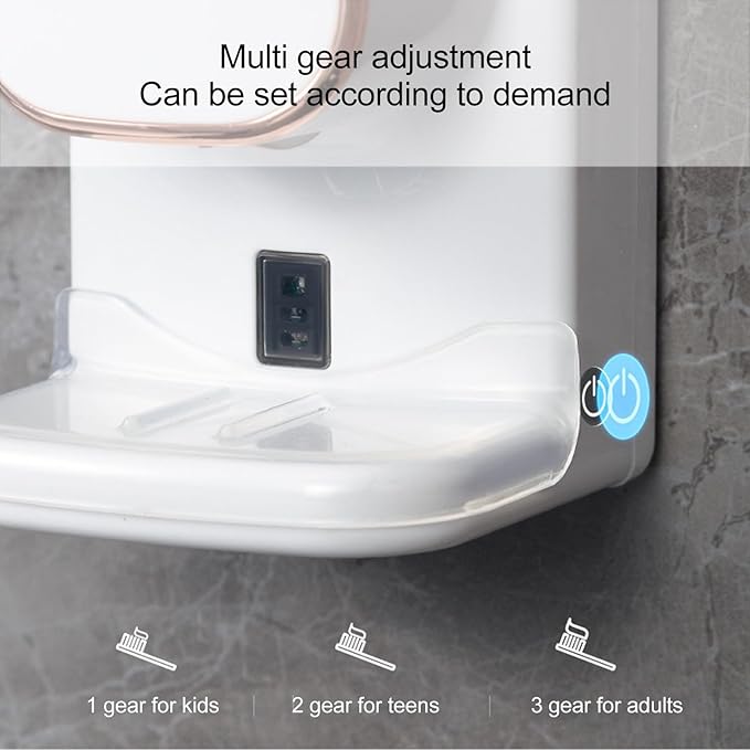 Automatic Toothpaste Dispenser with Responsive Sensor,Tooth Pastetooth Paste Dispenser Automatic Dispensing,Toothbrush Holder Wall Mounted Space Saving for Adults Family (White)