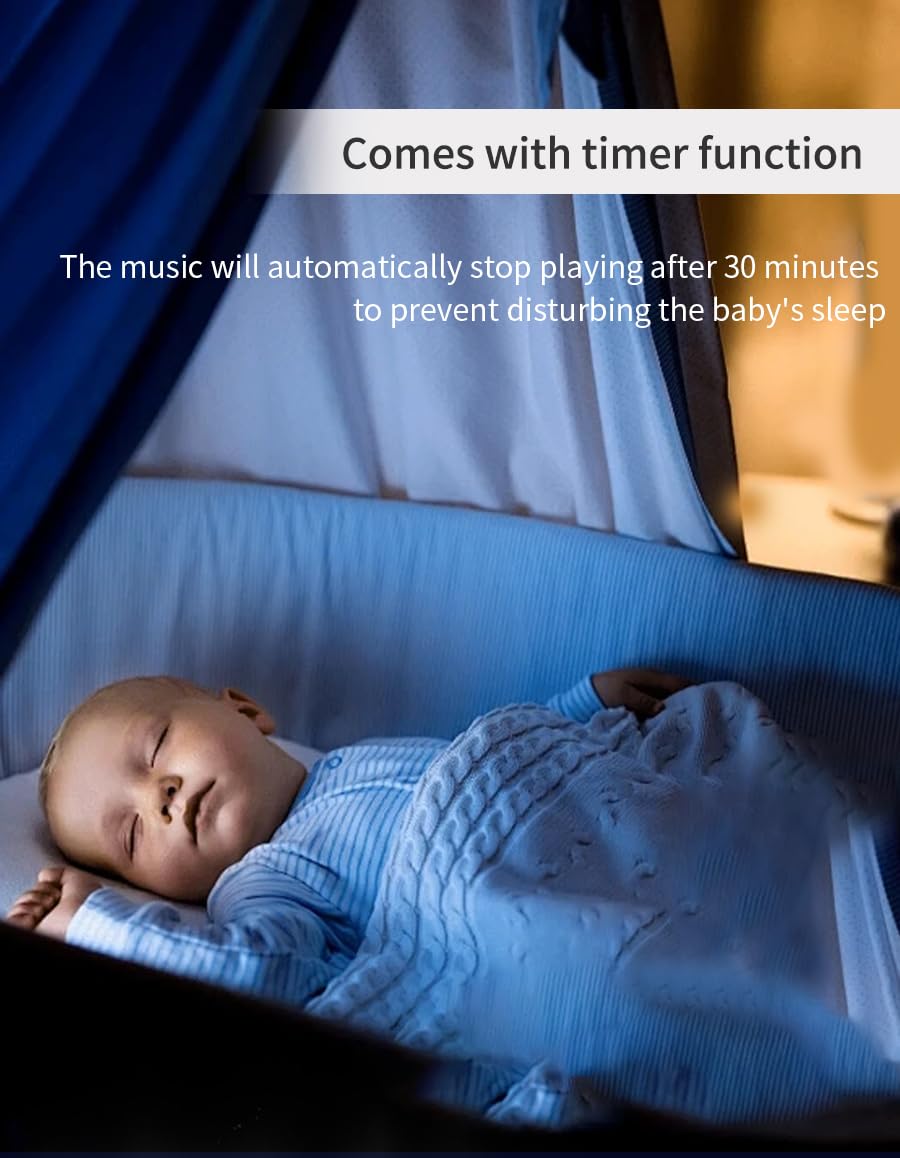 CUTIE PUMPKIN Baby Crib Mobile for Pack and Play,Bassinet Mobile with Music,Rotation,Nursy Lights,Natural Sounds,Timer Function,Starlight Projection,Pack n Play Crib Mobile Toys for Newborn Baby