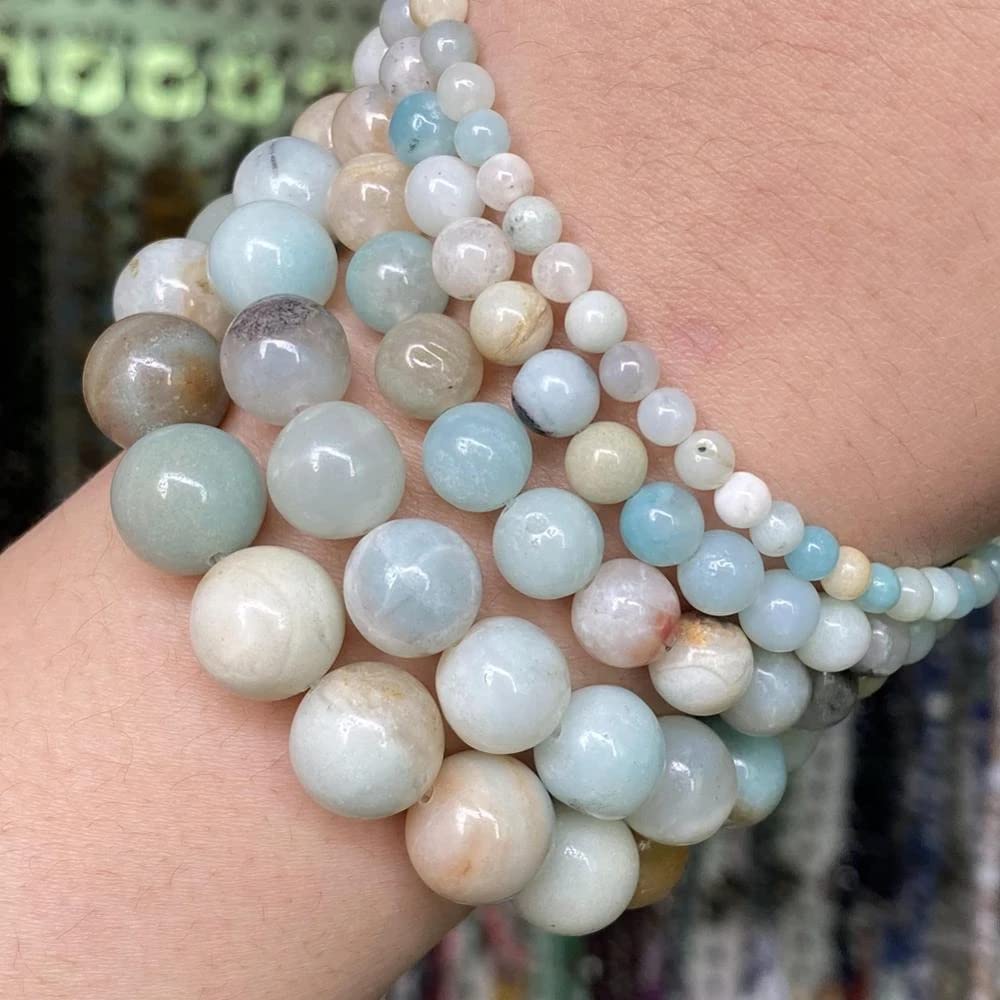10mm 38pcs Natural Stone Beads Colorful Amazonite Gemstone Round Loose Beads for Jewelry Making DIY Bracelet Necklace Earrings15 Inch
