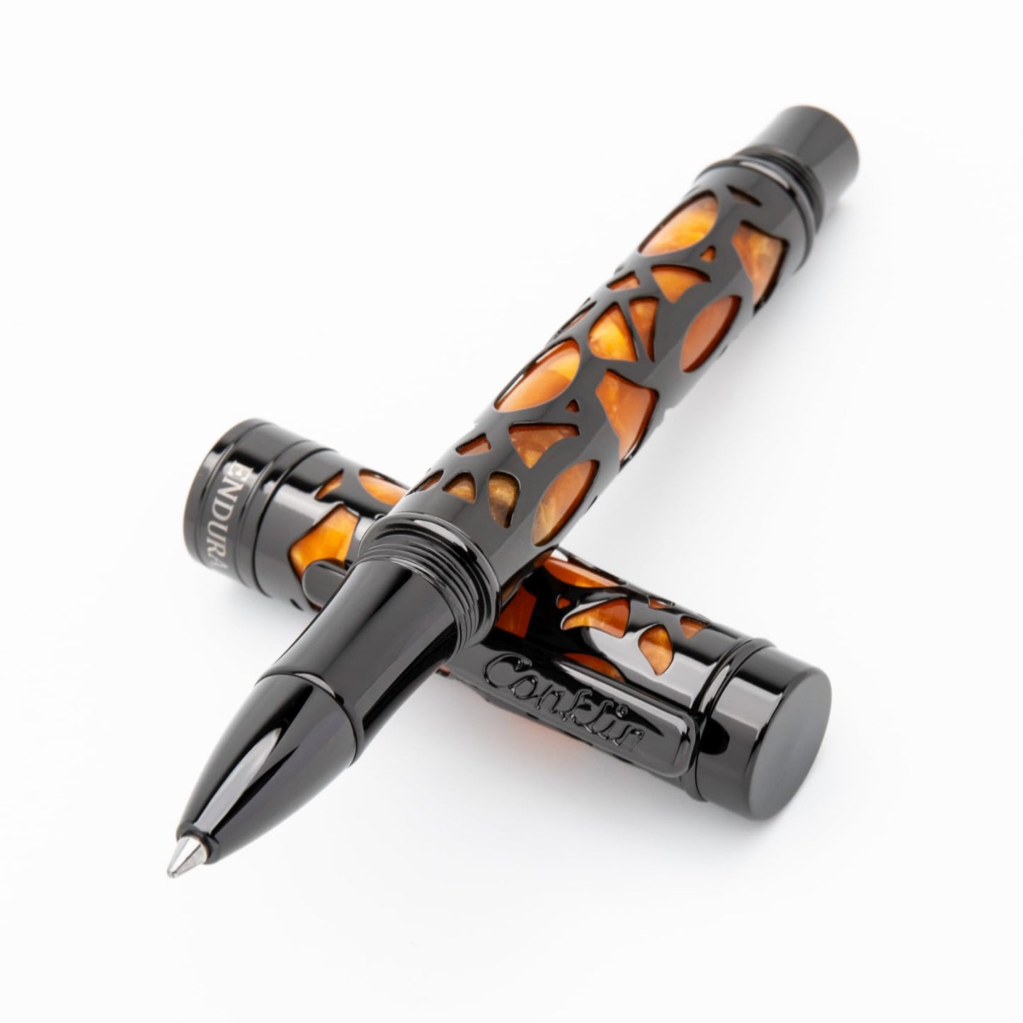 Conklin Endura Deco Crest Rollerball Pen in Orange with Rose Gold Accents – Refillable Rollerball Writing Instrument by Conklin Pen Company