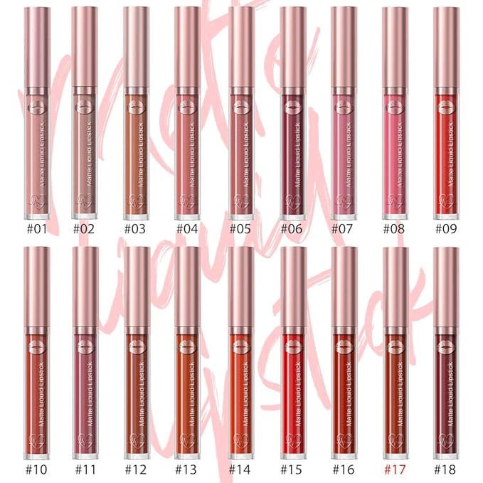 Matte Liquid Lipstick,Rose Pink Liquid Lip Stains, Long Lasting Waterproof Lip Gloss Makeup, Velvet Non-Stick Cup Lips Stain X-17#