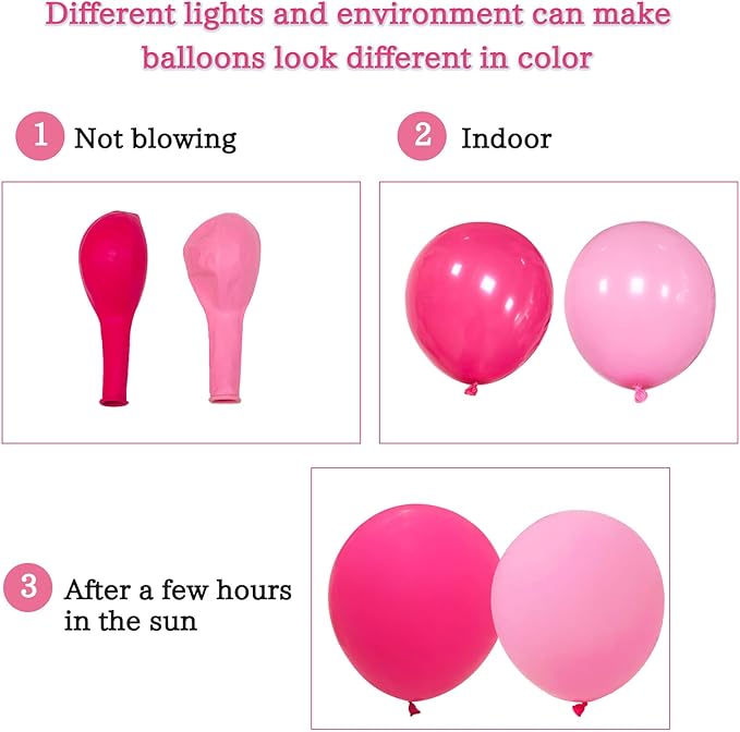 Hot Pink & Rose Gold Balloon Garland Arch Kit, 145 Pcs – Confetti & Metallic Latex Balloons for Girls Birthday, Bridal Shower & Princess Party