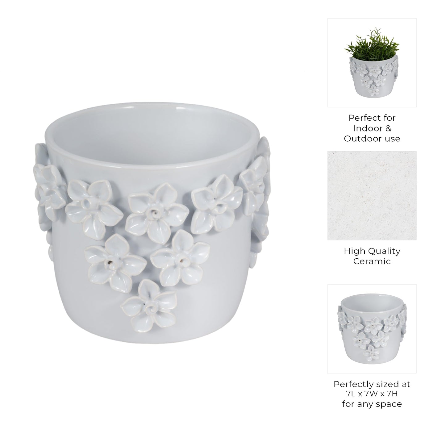 Sagebrook Home Ceramic Planter - Elevate Your Space with Elegant Greenery Decor