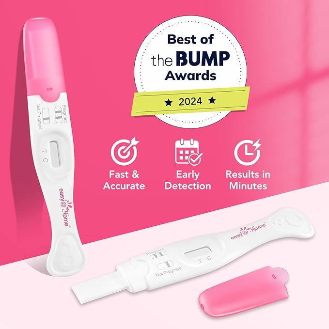 Easy@Home Early Pregnancy Test: Early Results & Reliable Accurate - Early Detection Pregnancy Tests with Curved Handle - Instant Readings in Minutes | 3 Sticks & 6 Free Strips