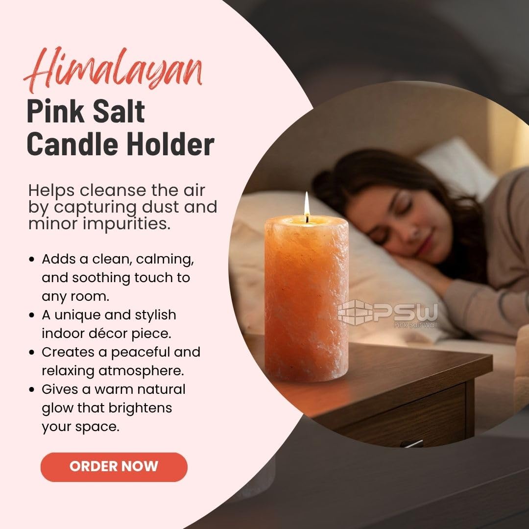 Himalayan Salt Candle Holder 6-Inch, Natural Crystal Glow for Home & Relaxation