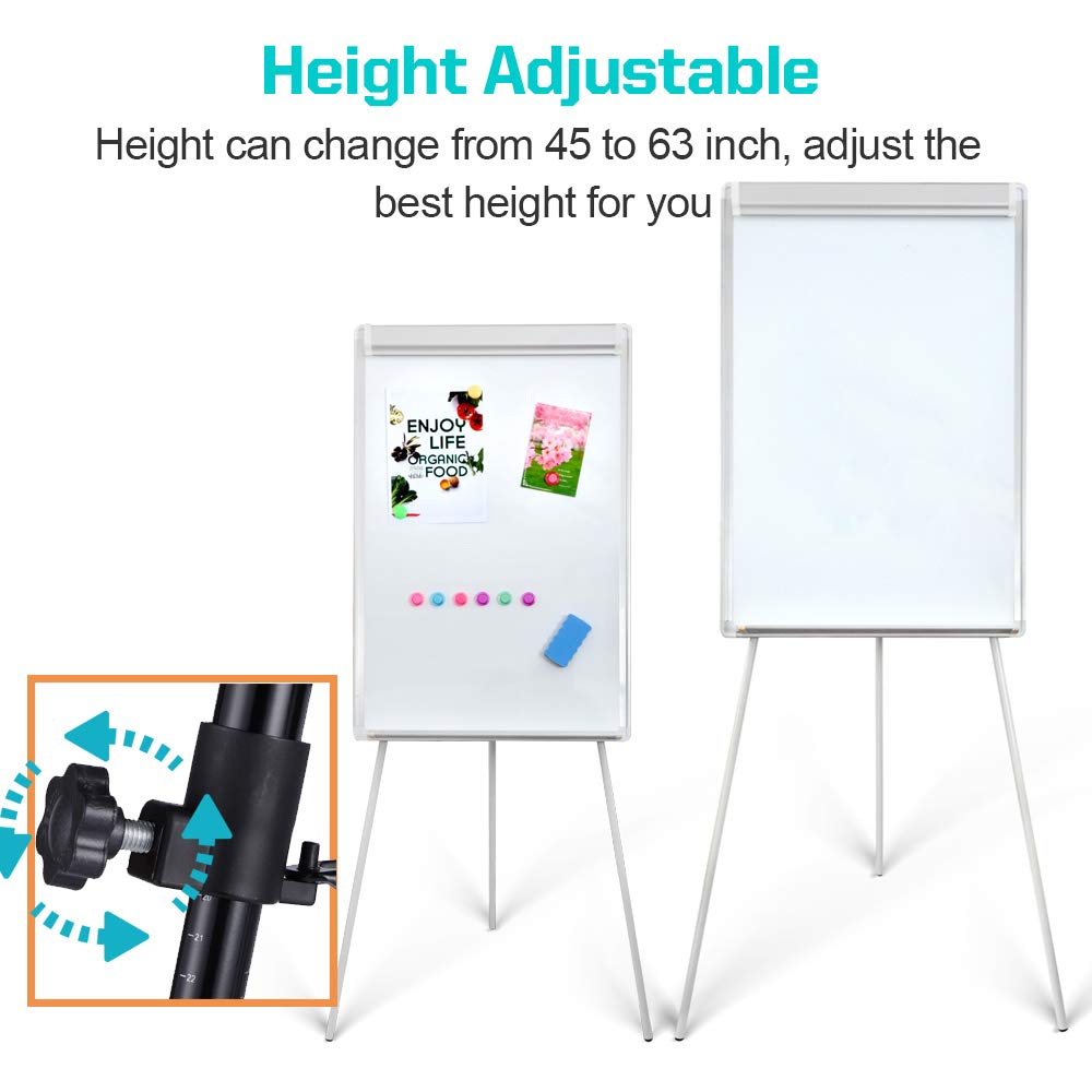 DexBoard Whiteboard Easel 36" x 24" Height Adjustable, Magnetic Dry Erase Board with Tripod Stand, Portable Presentation Easel Includes Flip Chart Paper Pad (25 Sheets), Magnets & Eraser