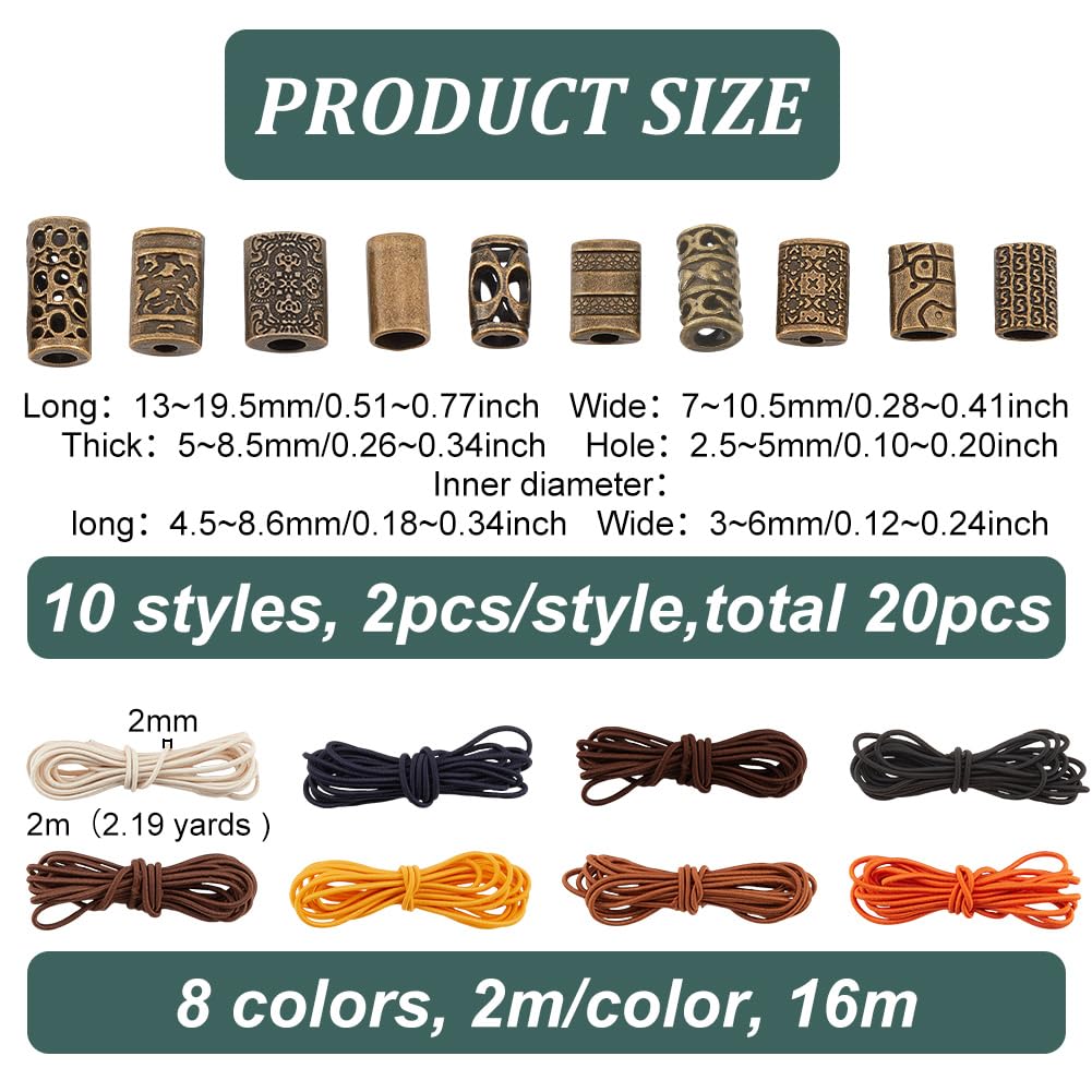 BENECREAT 17.5 Yards Elastic Bands for Notebook, Polyester Elastic Stretch Cord, Traveler's Notebook Elastic Band DIY Kit with 20 Alloy Risers for DIY Bookmark Making