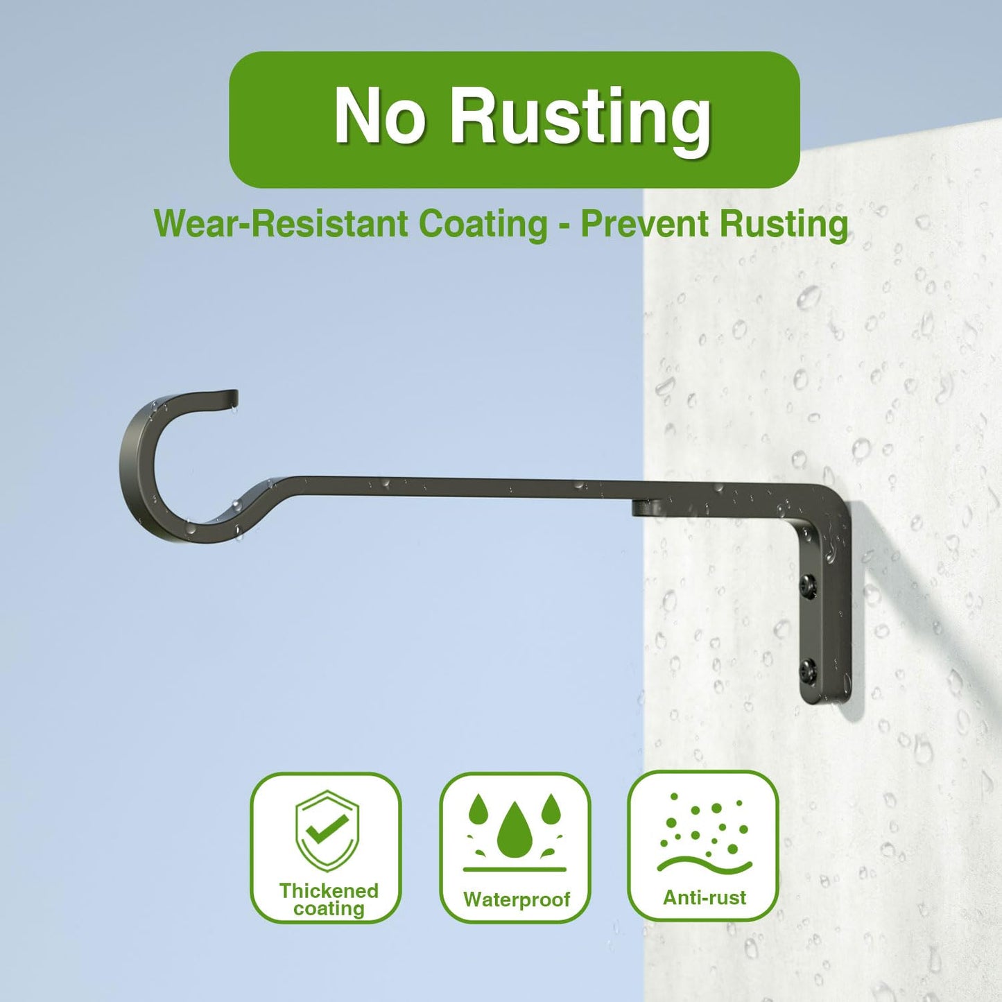 saffruff Heavy Duty Plant Hooks for Wall, 10 Inch 2 Pack, Wall Mounted Plant Brackets, Outdoor Plant Hangers Hold 35 lb, Iron Hooks for Hanging Baskets, Bird Feeder, Wind Chime, Lantern
