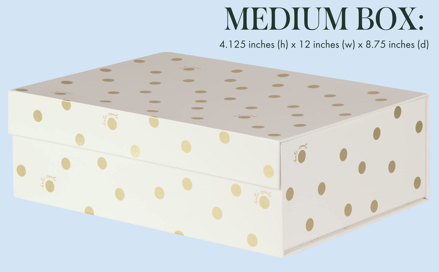 kate spade new york Decorative Storage Boxes with Lids, 3 Pack Sturdy Organizer Storage Bins, Includes Small Medium Large Pink Nesting Boxes with Magnetic Closure, Gold Dot with Script