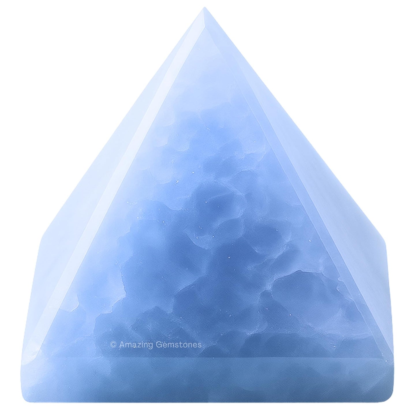 Amazing Gemstone Blue Calcite Pyramid Crystal Healing Stones - 1.5" Great Pyramid Figurine of Natural Stone Pyramid for Meditation, Reiki, Chakra Balancing and Crystal Pyramids Grid