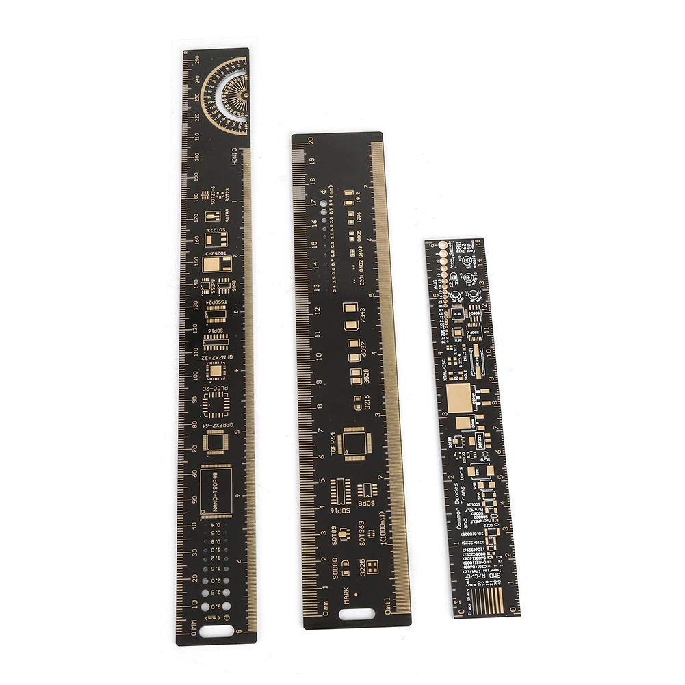 Multifunctional Ruler, 3Type of Set 15/20/25cm 6.3/7.87/10.23 inch PCB Ruler Electronic Engineers Multifunctional Ruler Printed Circuit Board Ruler
