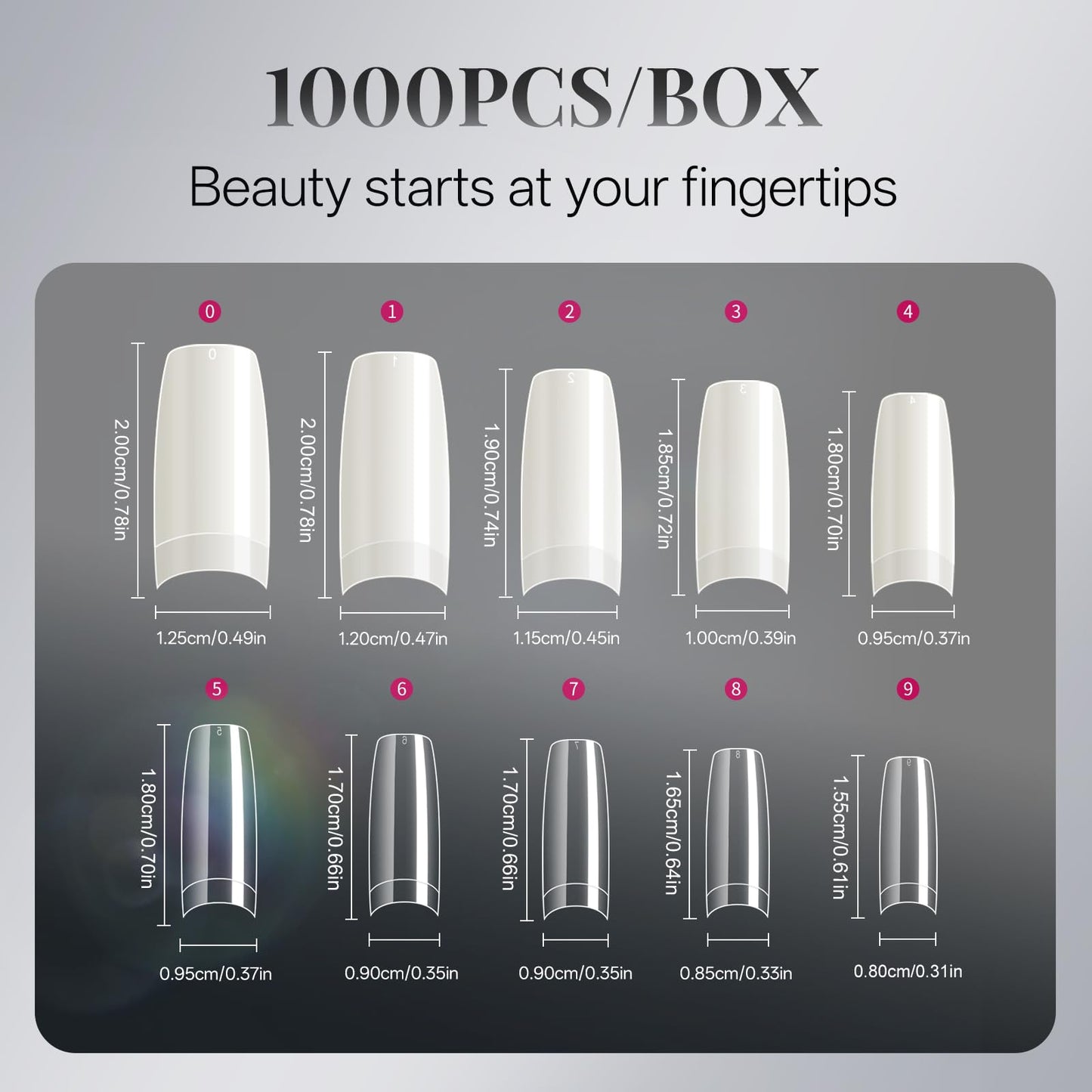 krofaue 1000PCS Nail Tips Lady French Style &500PCS False Nails Tips Lady French