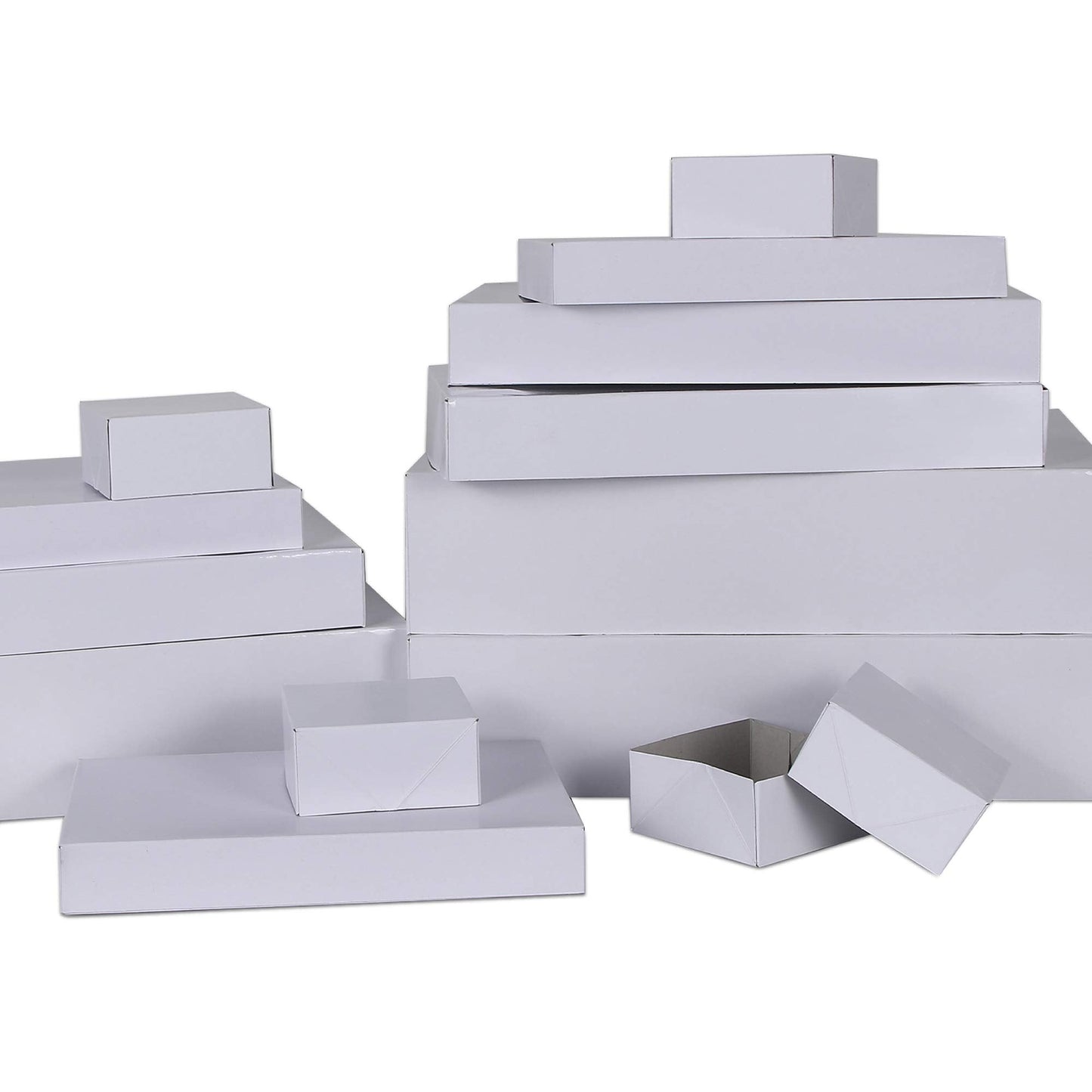 MOMONI Premium 13 Piece White Gift Boxes with Lids of Assorted Sizes with 4 inch Deep Robe Wrapping Boxes Set for Wrapping Christmas Gifts, Birthday, Holiday