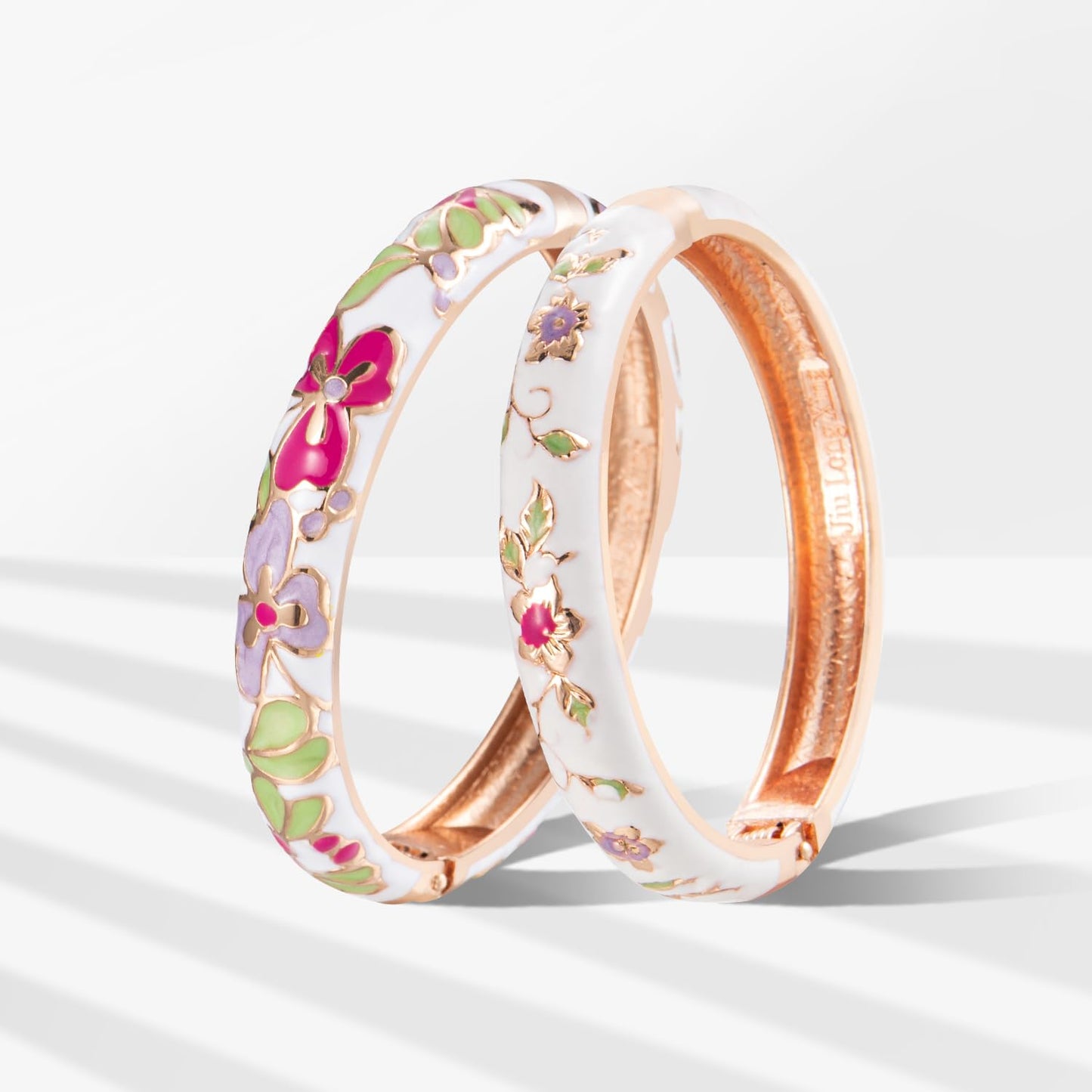 UJOY Cloisonne Bracelet Butterfly Hinge Indian Cuff Bangle Enameled Jewelry Bracelets for Women Gift Box 55A82-55A100 White