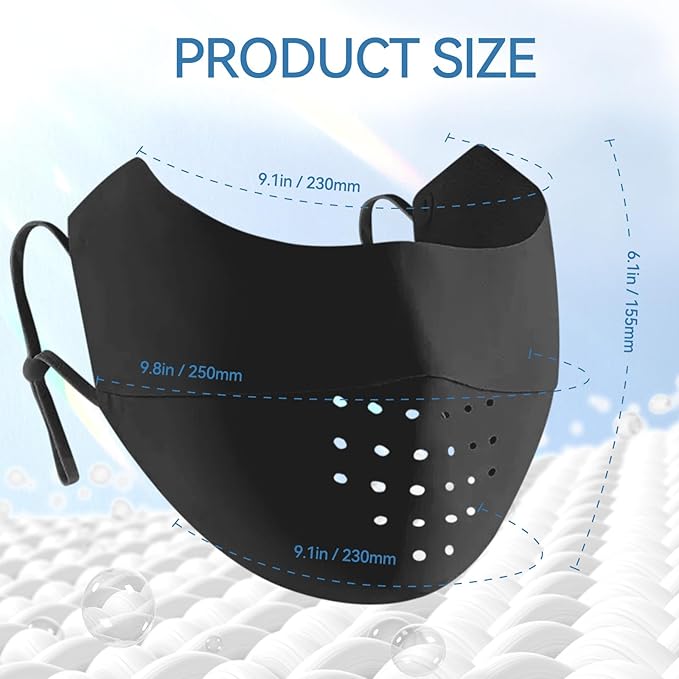 EIGIIS Sun Protection Face Cover UPF 50+ UV Face Mask Ice Silk Covering Reusable Running Fishing Golf Sports Face Shield