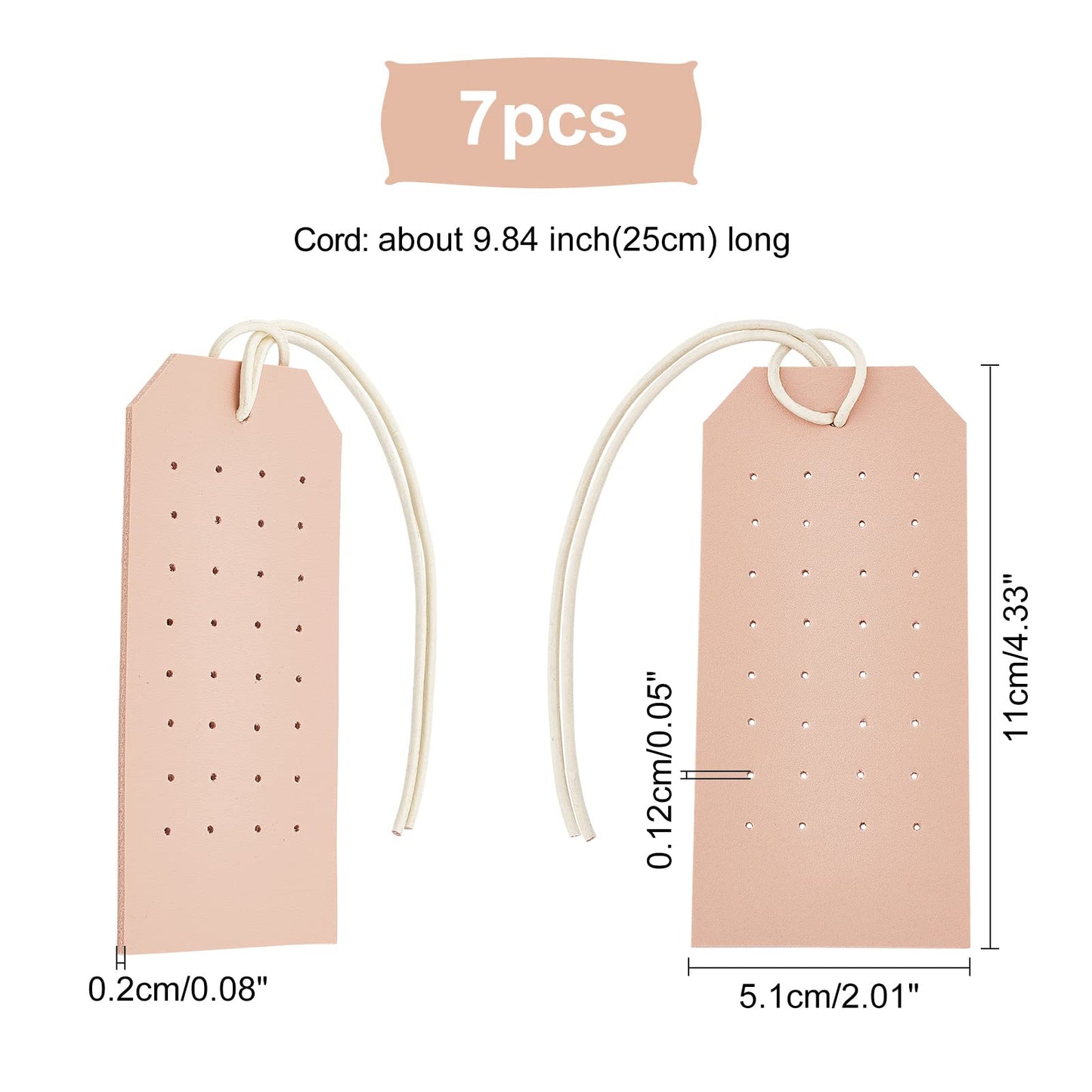 OLYCRAFT 7Pcs Portable Leather Earring Holders Pierced Earring Display Card Leather Stud Holder Earring Organizer Hanging Jewelry Cards for Home Travel Earrings Stud Jewelry Storage Display -PeachPuff