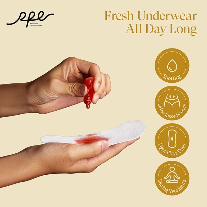 100% Organic Panty Liners for Women, Ultra Thin Cotton Cover, Regular Pantiliners, Light Absorbency, Unscented Barely There Pantie Liners, Individually Wrapped (Regular Liner, Size 1, 40ct)