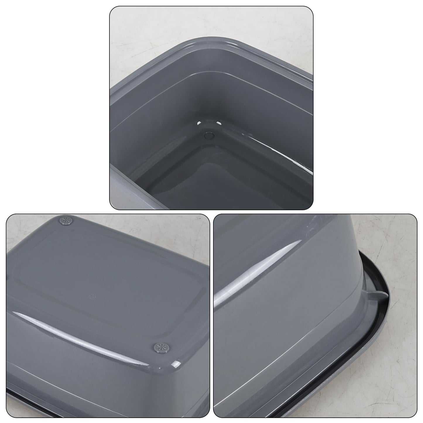 Ortodayes 4 Pack 12 Quart Rectangular Dish Pan, Kitchen Washing Up Bowls, Grey