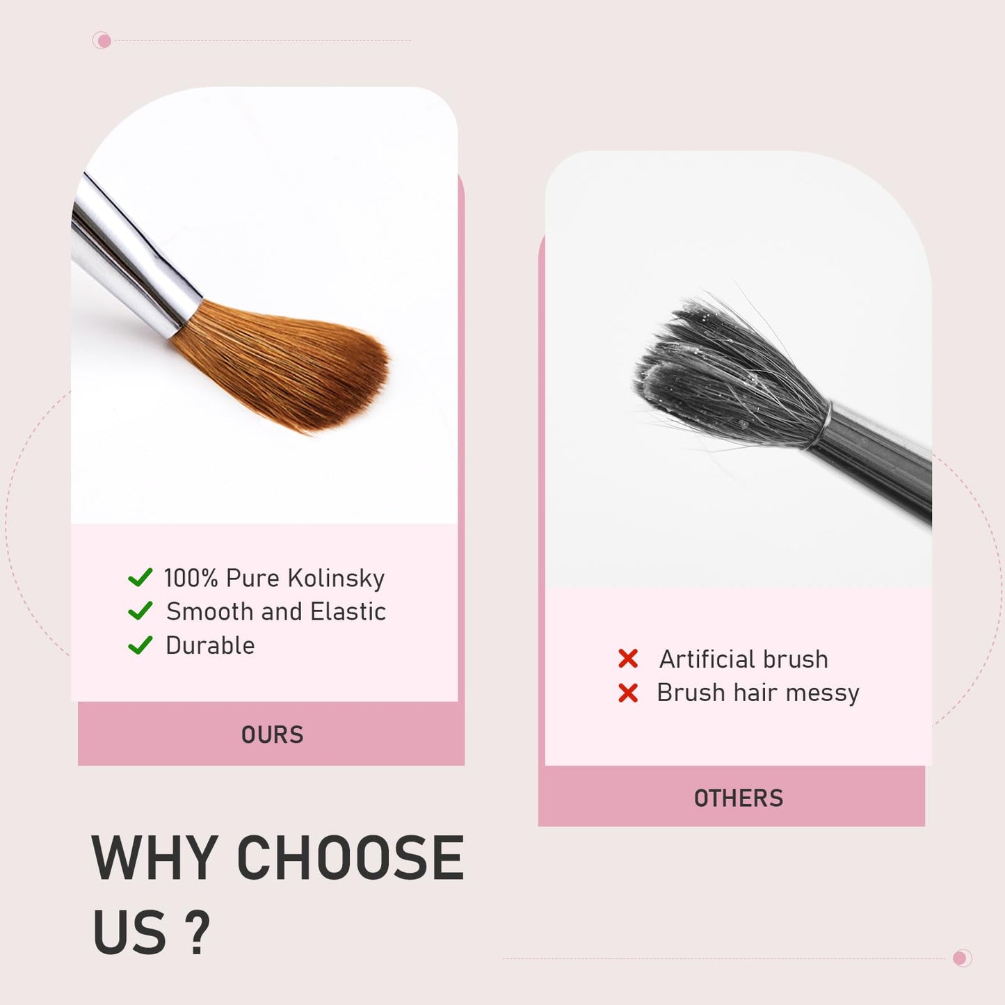Acrylic Nail Brush Size 10, 100% Pure Kolinsky Nail Brush for Acrylic Application, Professional Nail Extension Manicure Tool Nail Drawing Pen for DIY Home Salon(Pink)