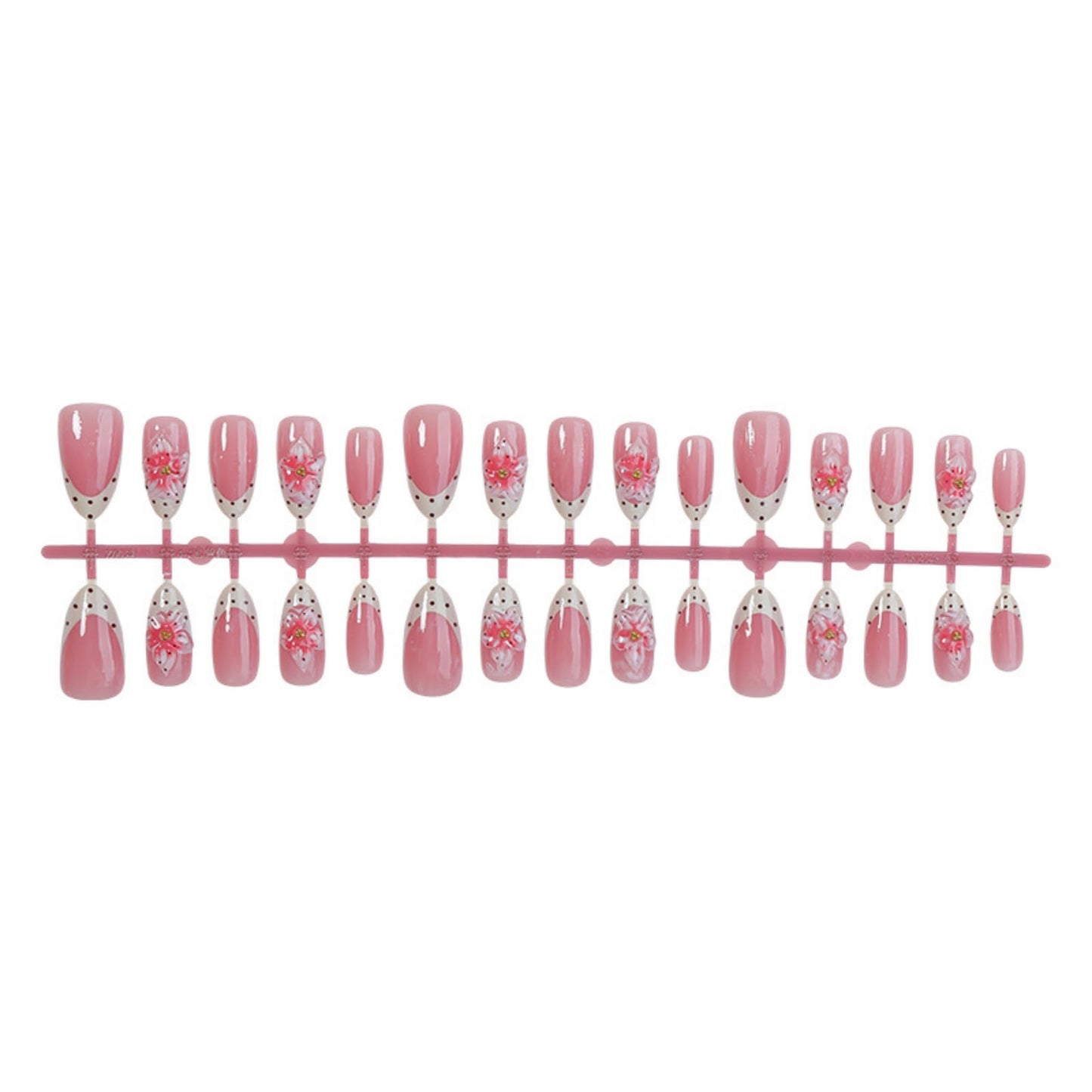 Medium Press on Nails Almond Fake Nails Pink Acrylic Nail Press Ons Seeneey 3D Floral Designs Leopard Stick on Nail for Women 24pcs