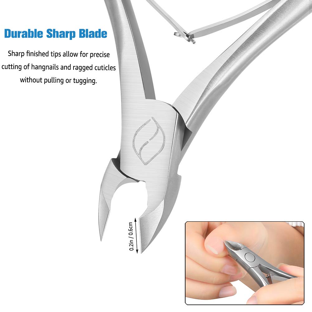 FERYES Cuticle Clippers 1/2 Jaw - Professional Cuticle Cutter Nail Cuticle Remover Tool, Nail Skin Clipper Hangnail Trimmer - Silver