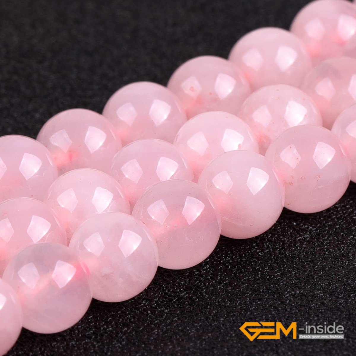 GEM-Inside Natural Genuine 8mm Round Rose Quartz Beads for Jewelry Making Loose Gemstone Beads Strand 15"