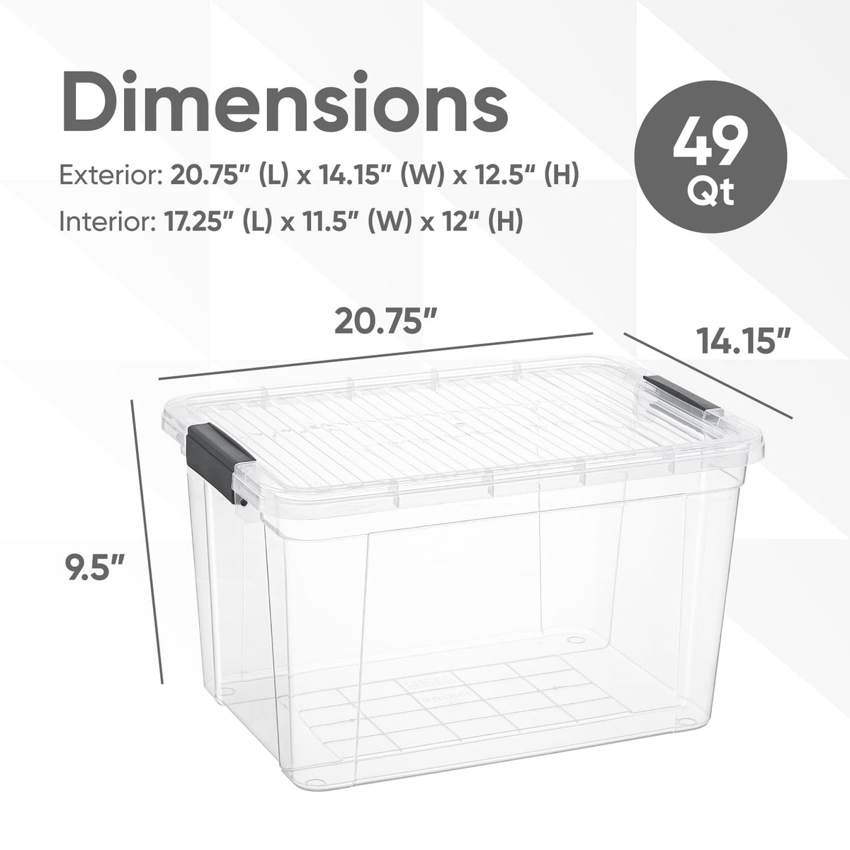49 Quart Clear Plastic Storage Boxes with Lids (10 Count)