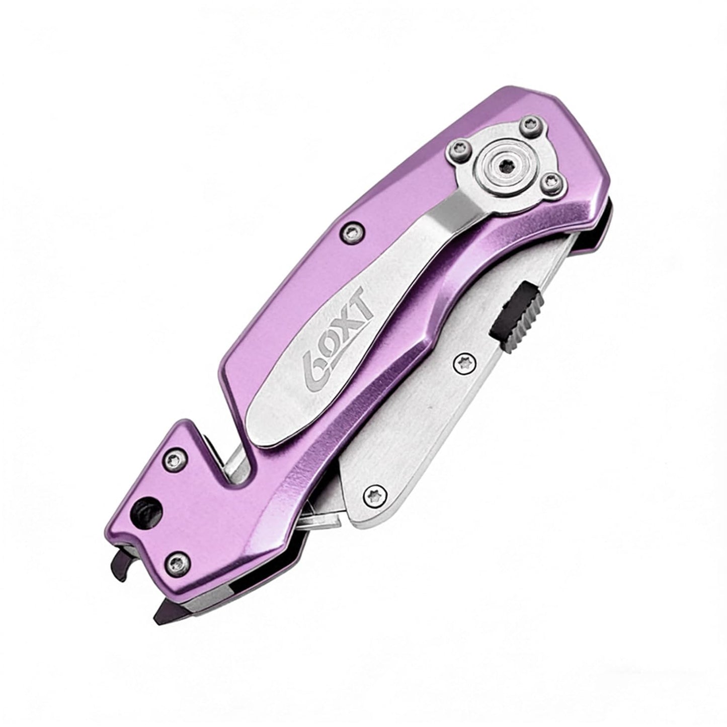 Utility Knife Folding Safety Lock Quick Change with 10 Extra SK5 Replacement Blade Lightweight Aluminum Handle & Pocket Clip Multi-Use Box Cutter Office Home Art Diy Great Gift Choice (UPG.V.Purple)