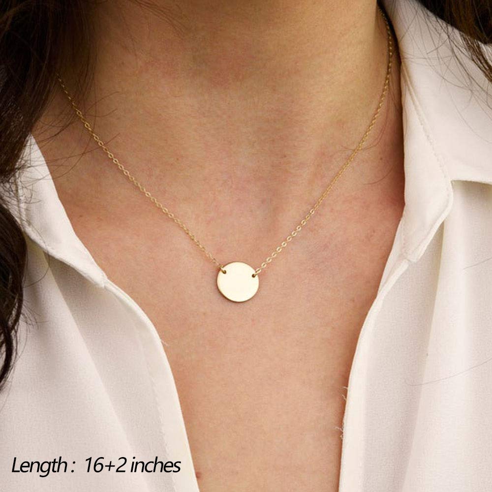 Turandoss Disc Choker Pendant Layering Necklace Simple Adjustable Layering Disc Necklaces for Women Jewelry
