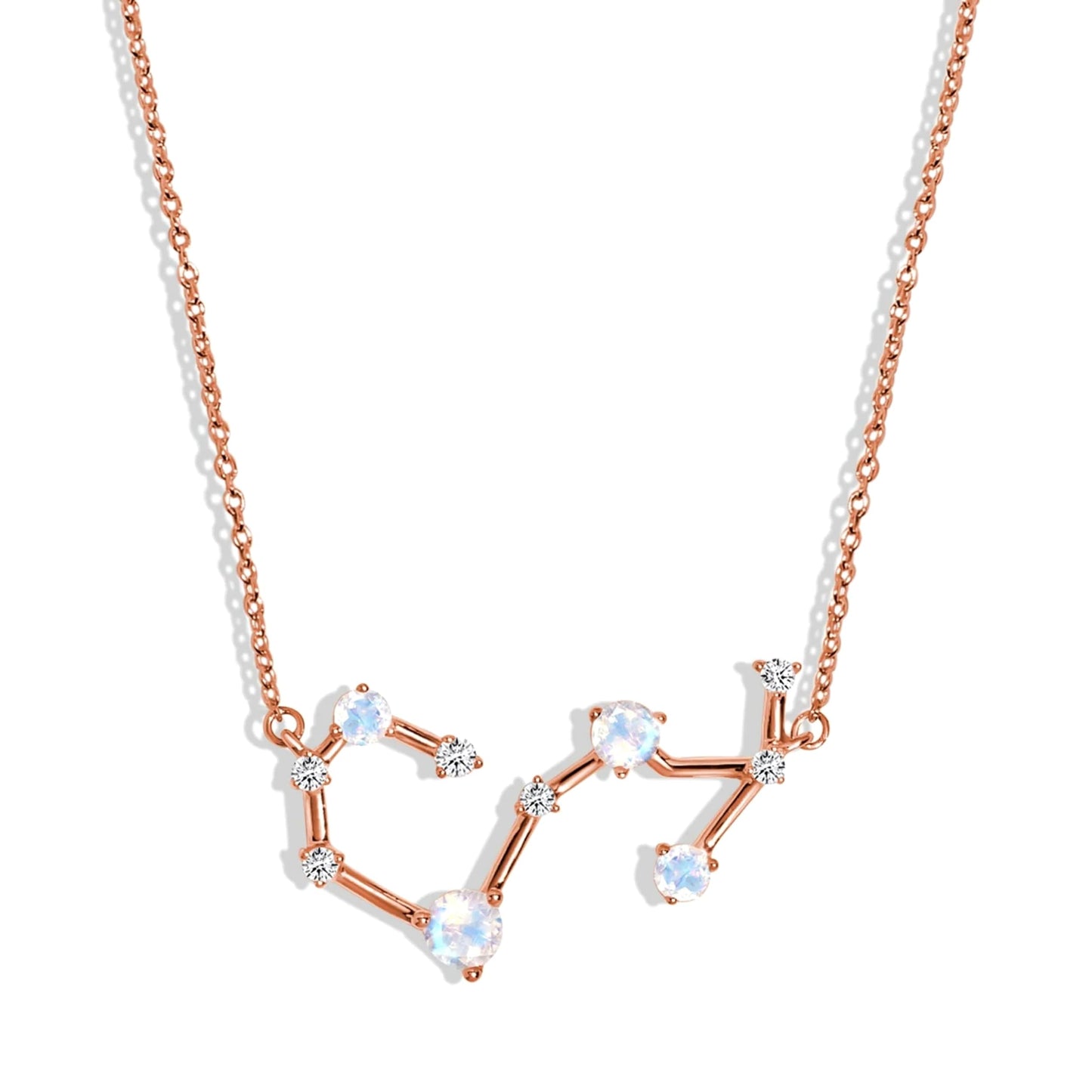 Moon Magic Moonstone Necklace - Scorpio Zodiac Constellation / 925 Sterling Silver - 18k Rose Gold - Yellow Gold Rainbow Moonstone Necklaces for Women/Authentic Rainbow Crystal Jewelry