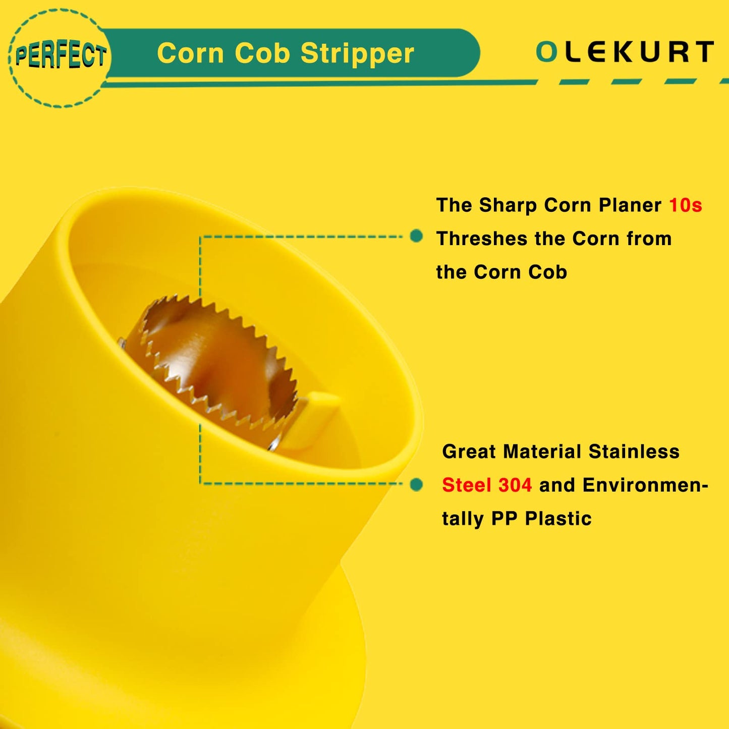 OLEKURT Corn Cob Stripper Tool, Corn Peeler for Corn on the Cob (Yellow)